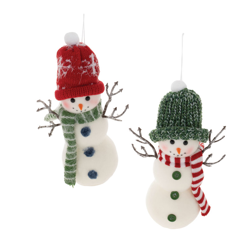 Ensemble de 6 ornements en polyester bonhomme de neige