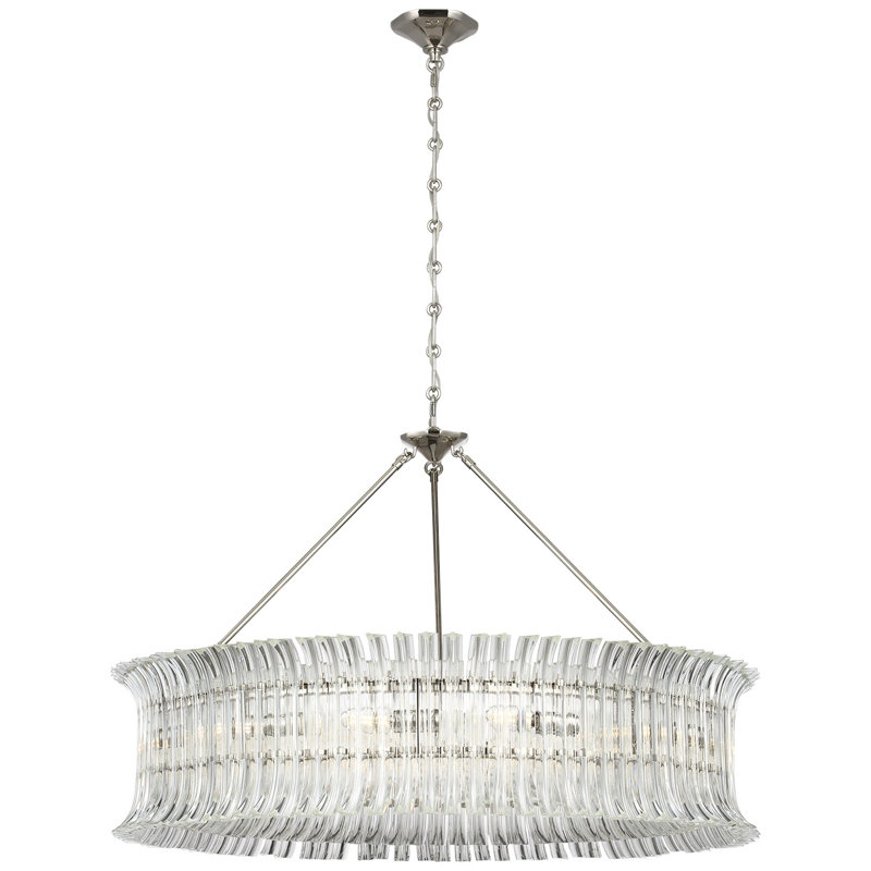 AERIN Rhine 36" Ring Chandelier with Crystal, Polished Nickel