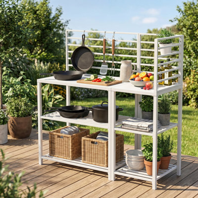 Ensemble de cuisine d'extérieur modulaire avec tablettes de rangement