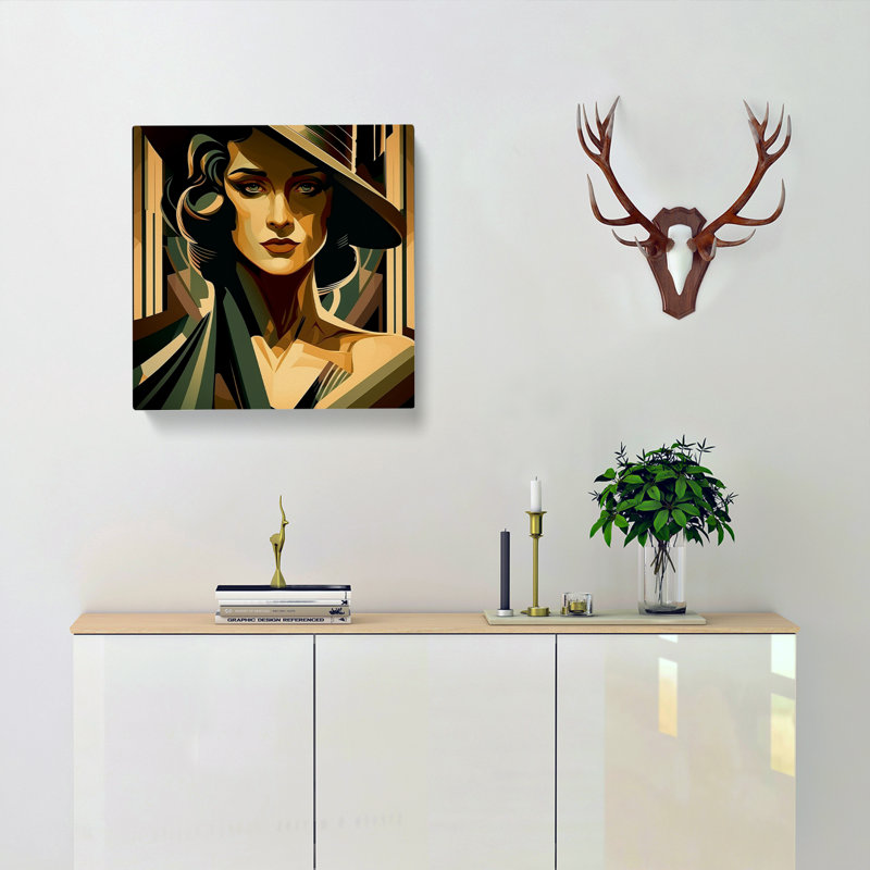 Art Deco Woman Expressionism - Wrapped Canvas - Framed Print, 35cm H x 35cm W x 3cm D