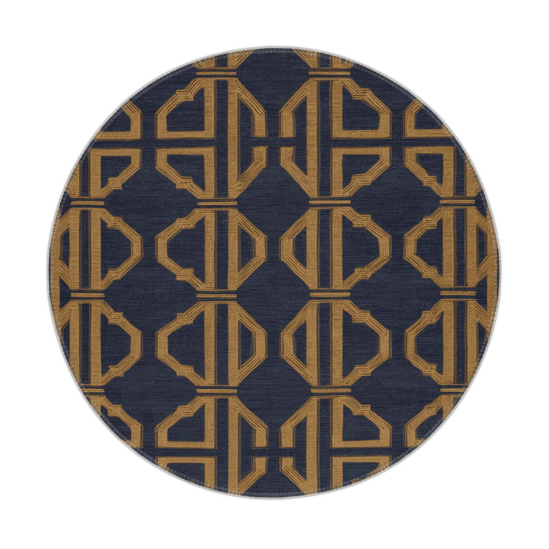 Tapis gris intérieur et extérieur Trellis, Rond 5 pi