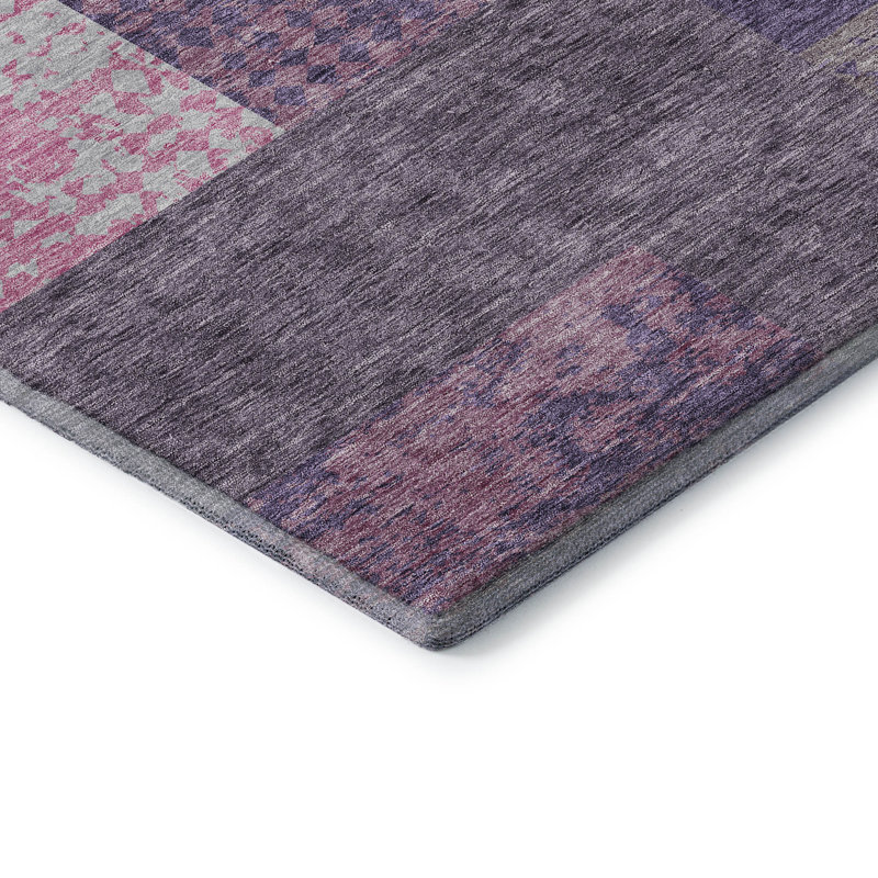 Tapis mauve de qualité supérieure lavable à la machine Prisco, Rectangle 5 pi x 7 pi 6 po