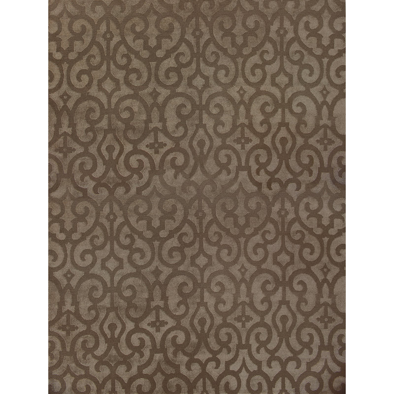 Damask Area Rug in Graphite/Brown, Rectangle 8' x 10'