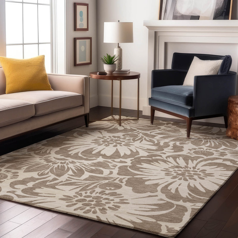 Tapis taupe Cerrito AMF551 lavable à la machine de qualité supérieure, Rectangle 2 pi 6 po x 3 pi 10 po