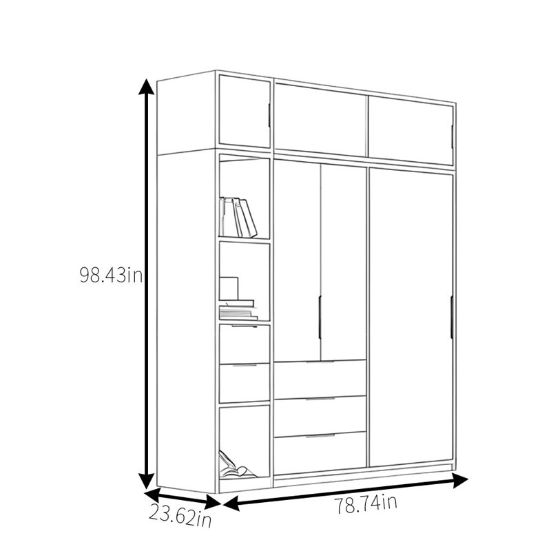 Penderie moderne moderne, H 98,43 po x l 78,74 po x P 23,62 po