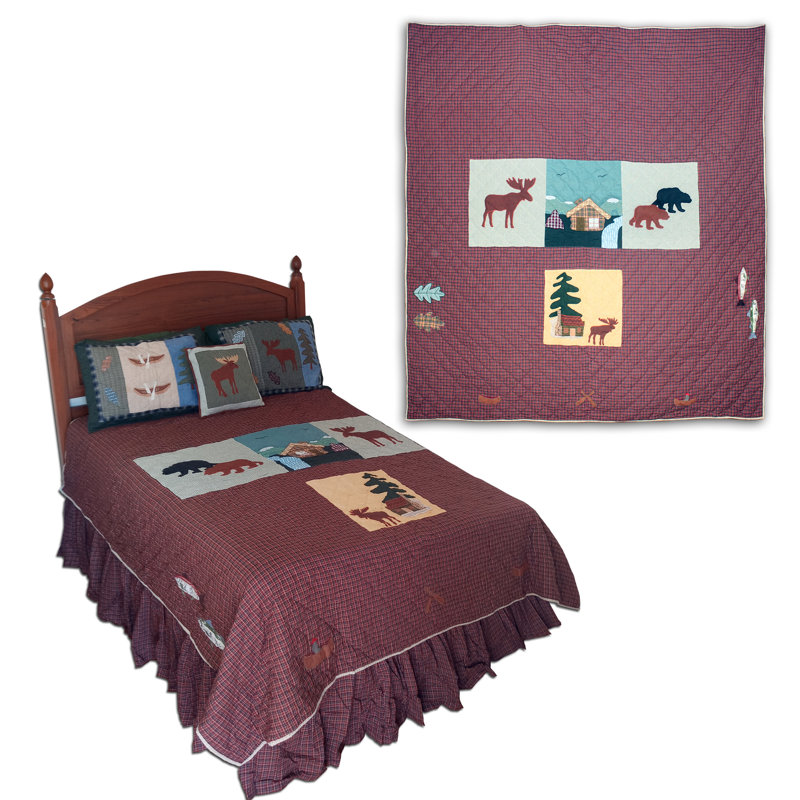 Cotton Animal Print Quilt Set, Brown