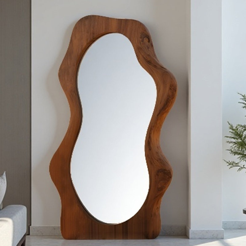 Miroir de plancher à plafond de style français à cadre irrégulier minimaliste, 62,99 po x 35,43 po