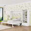 Grand lit escamotable en bois avec grand tiroir de rangement et tablettes-333607493