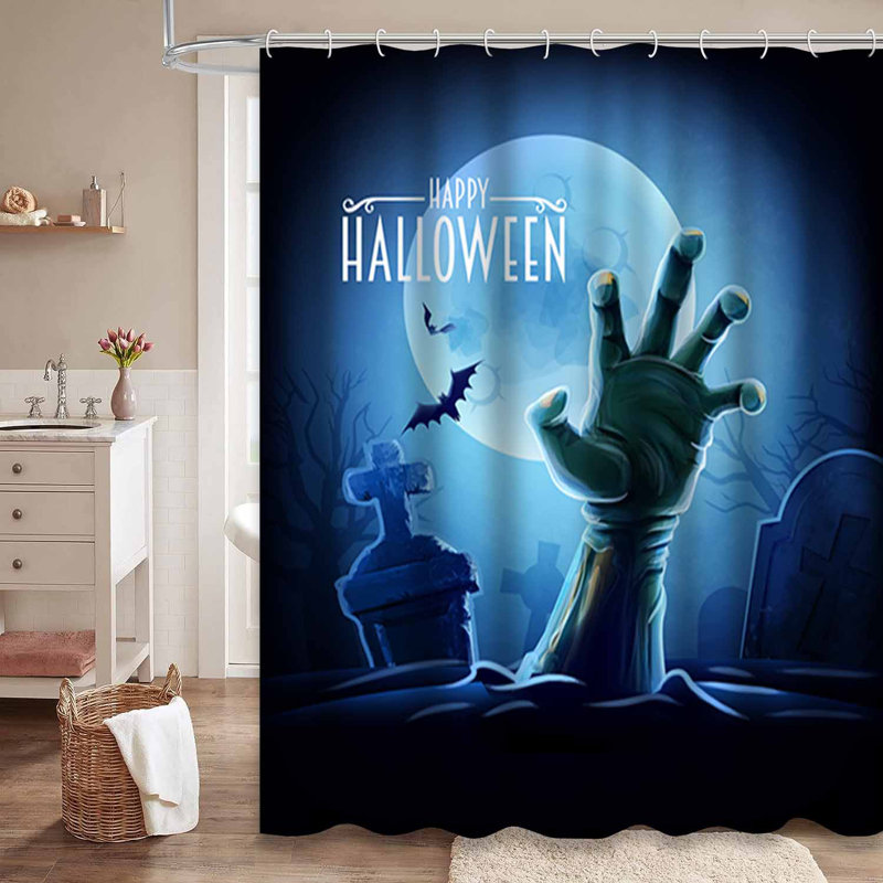 Rideau de douche Halloween avec zombie Halloween, L 72 po x l 84 po