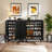 33.46" Modern Black Wooden  6-Tier Shoe Cabinet With Louvered Doors-1933676312