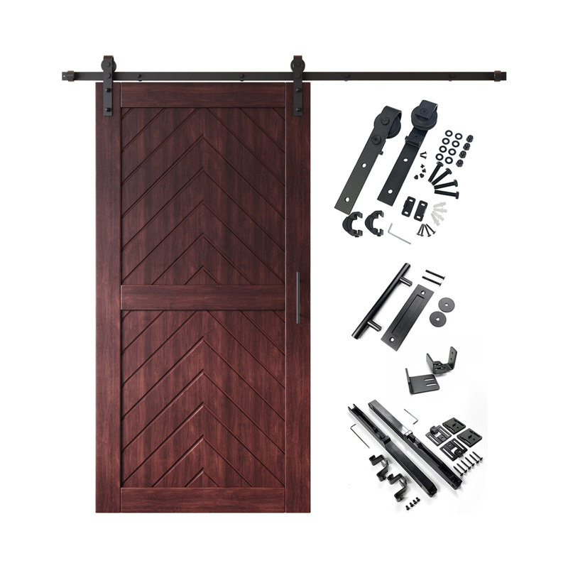 Porte de grange 4-en-1 fini et non assemblée en acajou rouge 32 po x 80 po Homacer Homacer, 32 po x 80 po