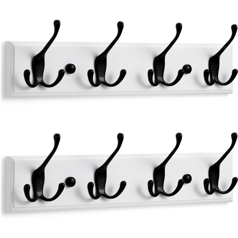 Hamler Metal Wall 8 - Hook Wall Mounted Coat Rack, White/Black