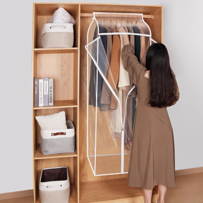 Dress Bags For Hanging Clothes 60 Inch (2 Pack) Clear Garment Rack Cover Hanging Garment Bags For Storage For Coats Long Dress Gown Storage