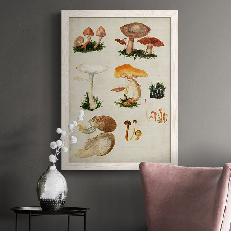 Mushroom Species IV, peinture sur toile encadrée, Blanc, H 37,5 po x l 27,5 po x P 1 po