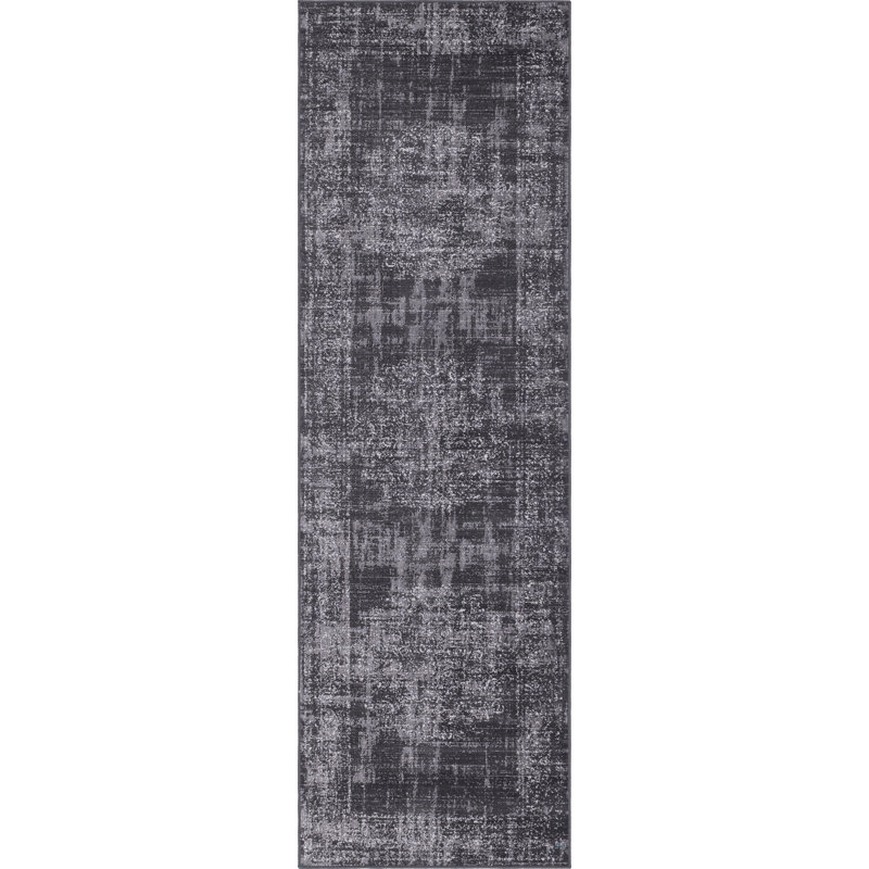 Tapis gris foncé Clevinger, Tapis de couloir 2 pi 7 po x 10 pi