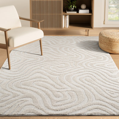 Abani Rugs NOM220A Sculpted Swirl Cream Area Rug