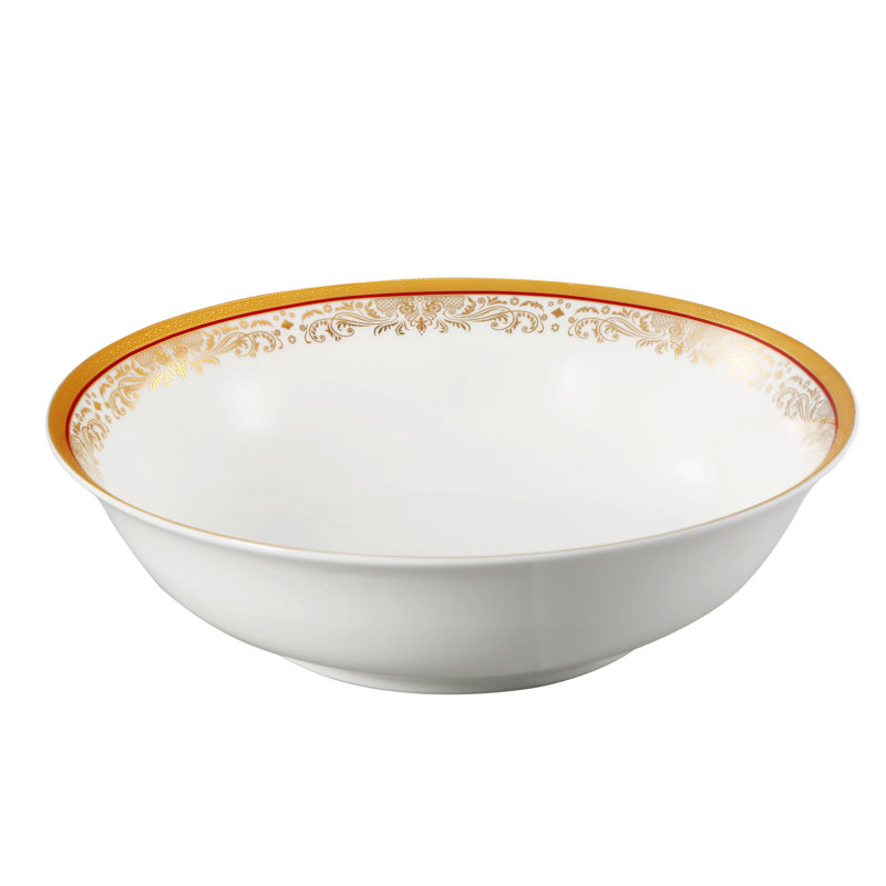 Elegant White and Gold Porcelain Dinnerware Set, Service for 8