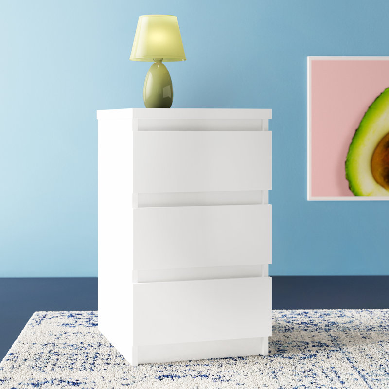 Caton Manufactured Wood Bedside Table, White High Gloss