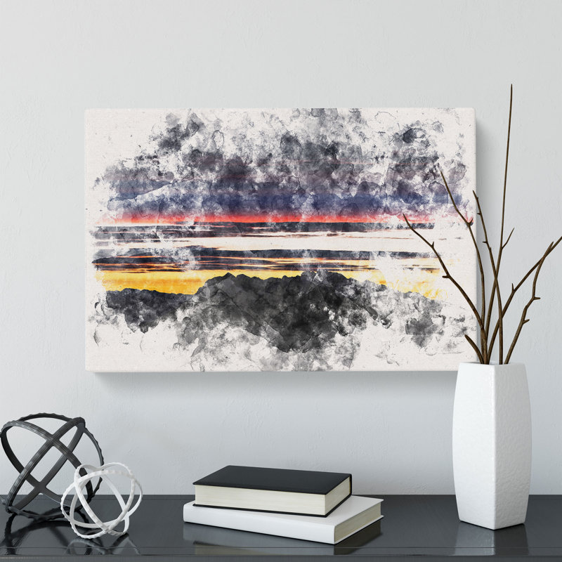 Monte Due Mani Mountain in Italy Watercolour - Wrapped Canvas, 50cm H x 76cm W x 3cm D