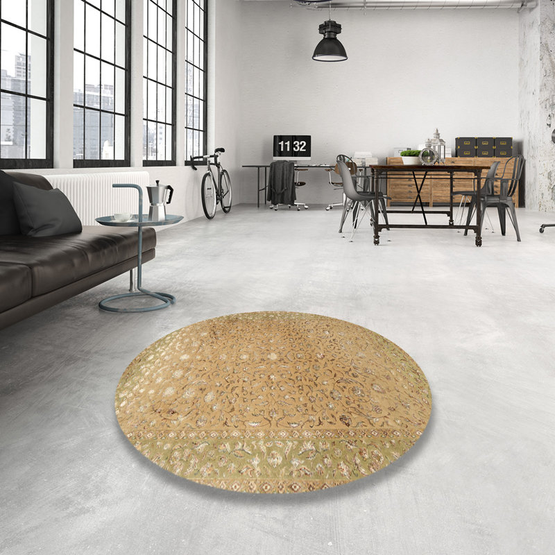 Tapis traditionnel beige / gris Dinton, Rond 4 pi