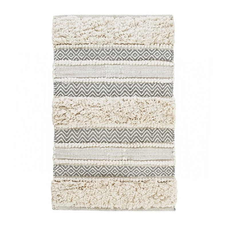 Woven Texture Stripe Bath Rug Grey 22X58"