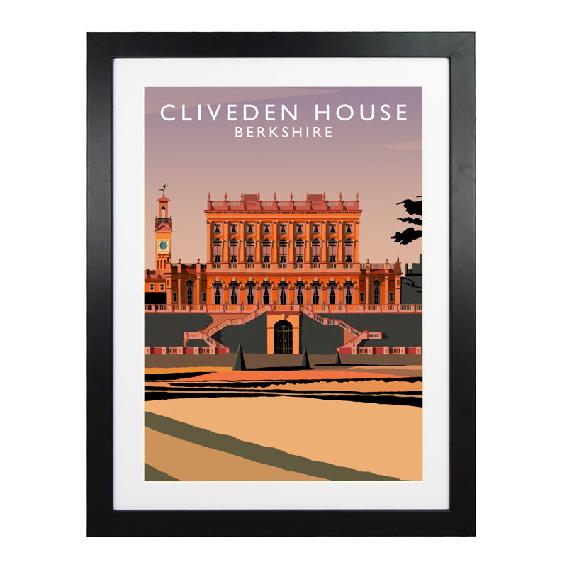 Cliveden House by Richard O'Neil - Print, Black Wood Frame, 54 cm H x 44 cm W x 2.2 cm D