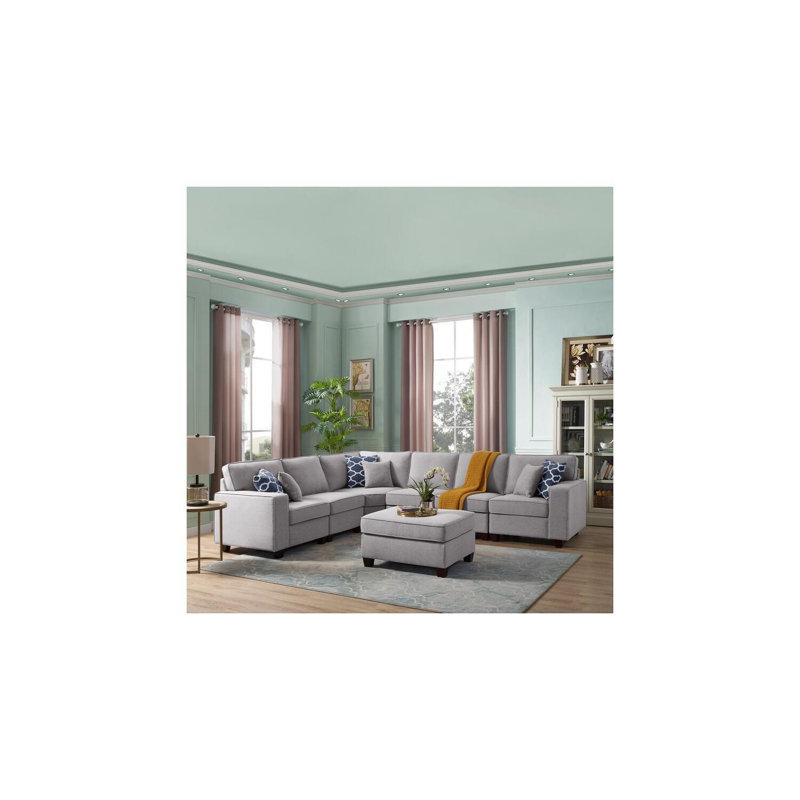 Canapé modulaire réversible en lin avec repose-pieds de 221,5 po de large Manitoba