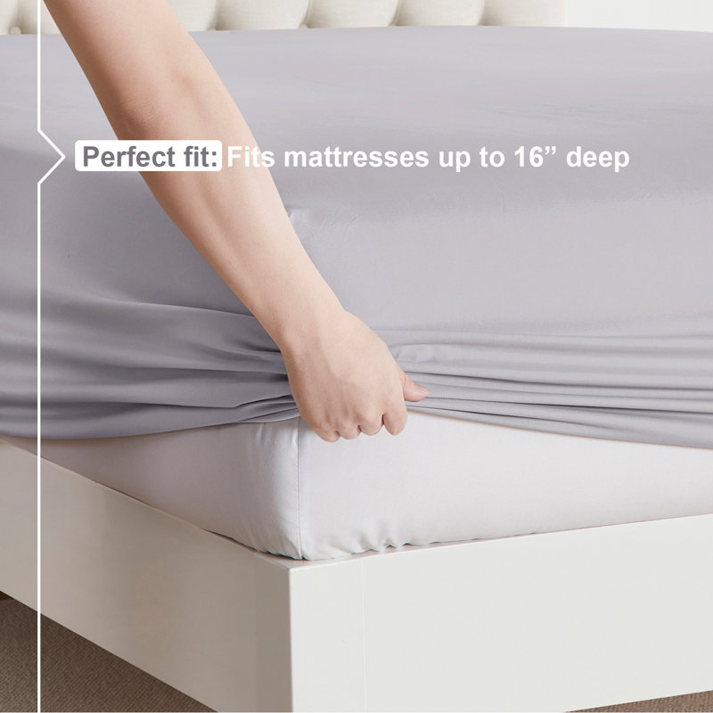  Ensemble de draps double brossé de luxe pour hôtel avec draps et taies d'oreiller très doux, Drap pour lit simple