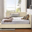Lit double en velours pour plus de confort dans la chambre à coucher et le salon, lit de jour beige confortable-1147599711