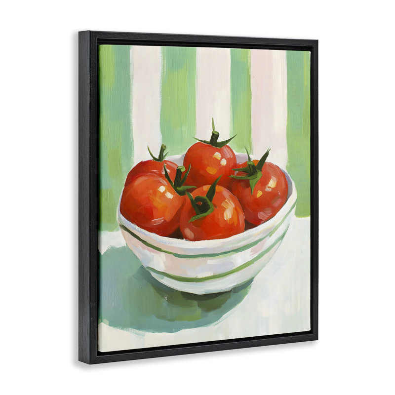 Cadre flottant bol de tomates fraîches, design par The Prints Vibe, 31 x 25, Cadre flottant noir de jais