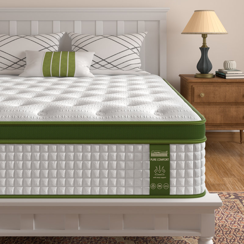 Matelas hybride mi-ferme 8 couches Bedstory avec mousse viscoélastique imprégnée de gel et support alvéolaire - Sans fibre de verre, CertiPUR-US / OEKO-TEX, ressorts à deux zones