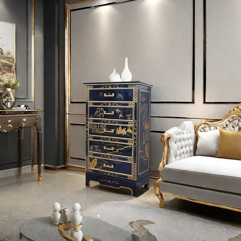 Hand-Painted Classic Wood Drawer Accent Chest