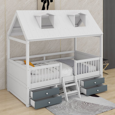 Lit simple en bois