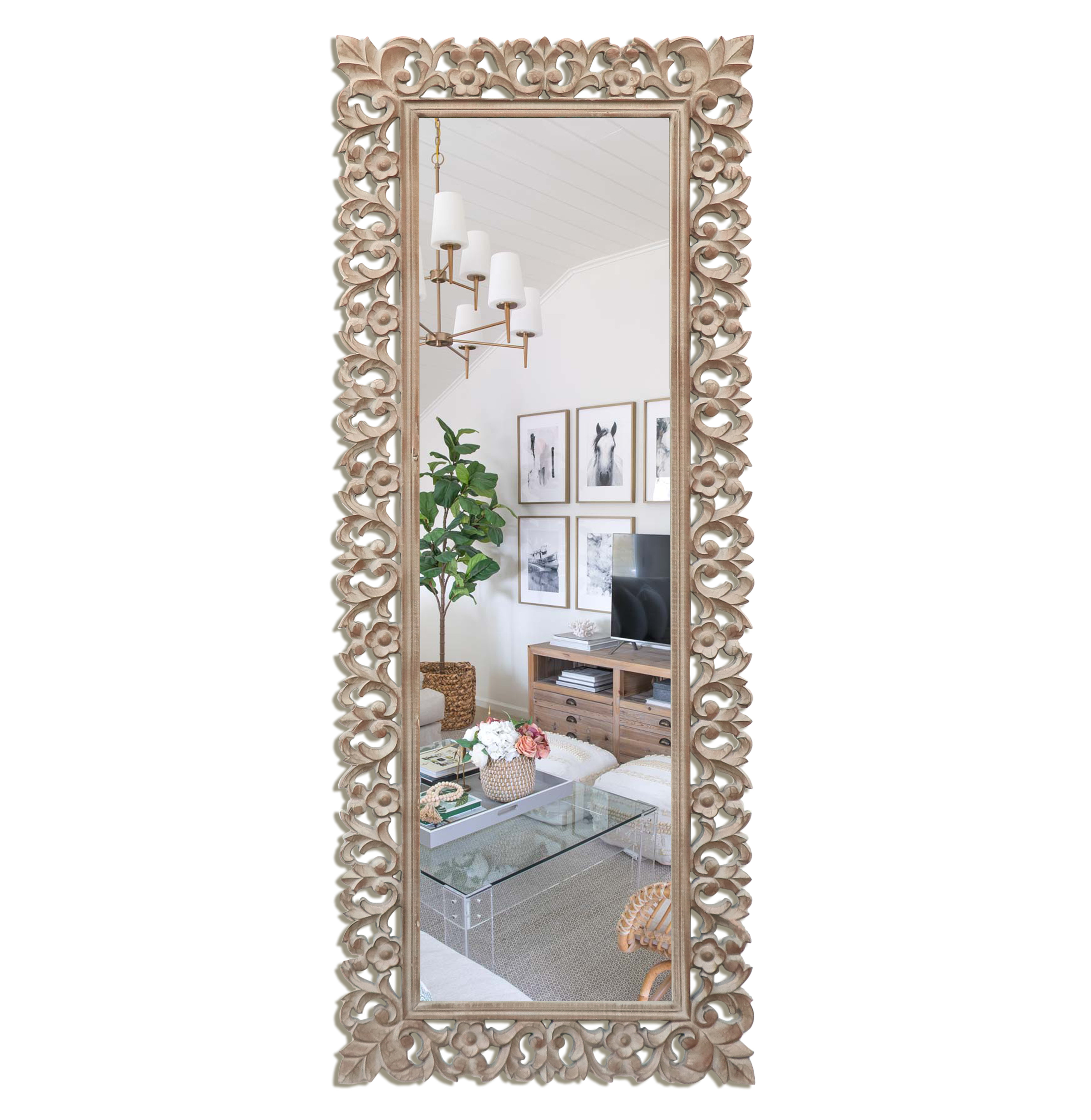 Rectangular Large Vintage Mirror Stock Photo - Download Image Now