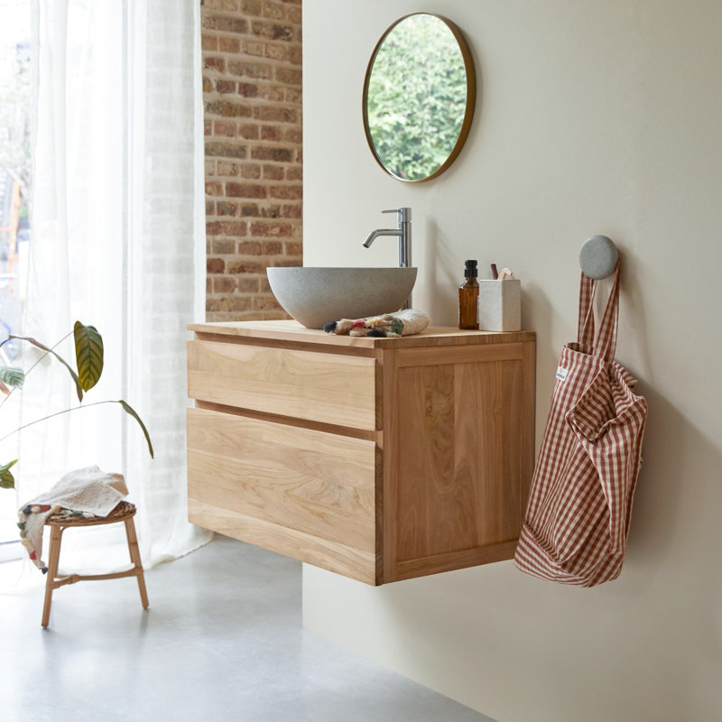 Jacob - Solid teak vanity unit 120 cm, Teak, 80cm