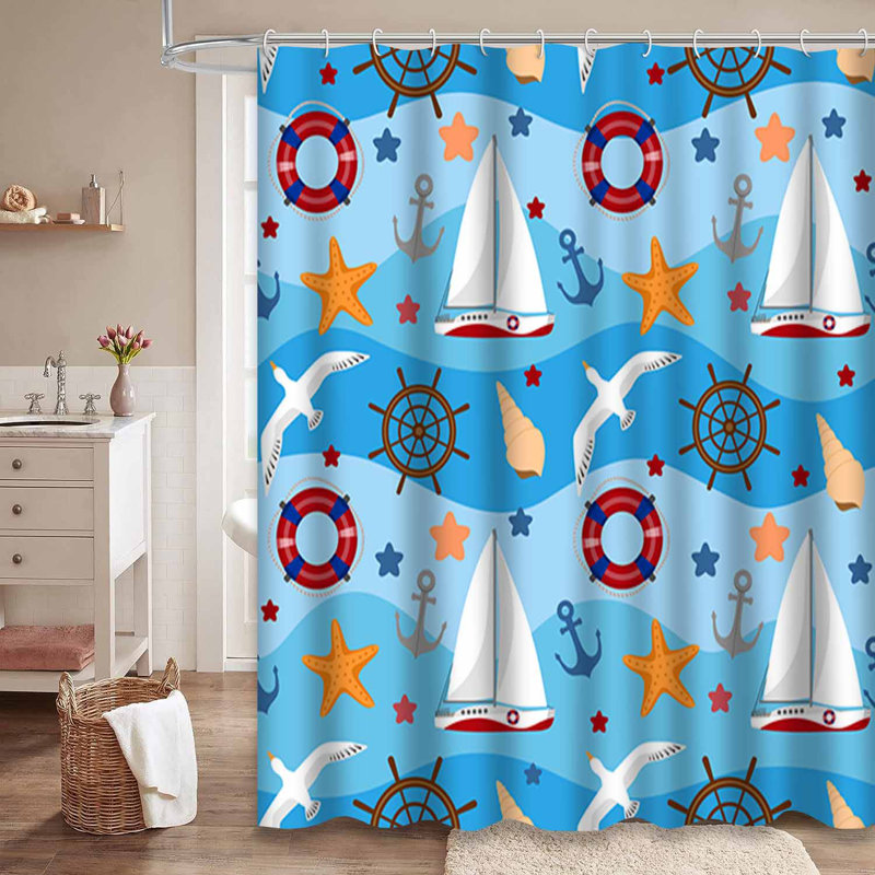 Rideau de douche imperméable Nautic, L 72 po x l 78 po