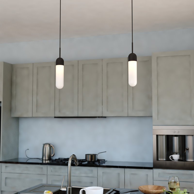 Mini luminaire suspendu contemporain Treveion, Noir mat
