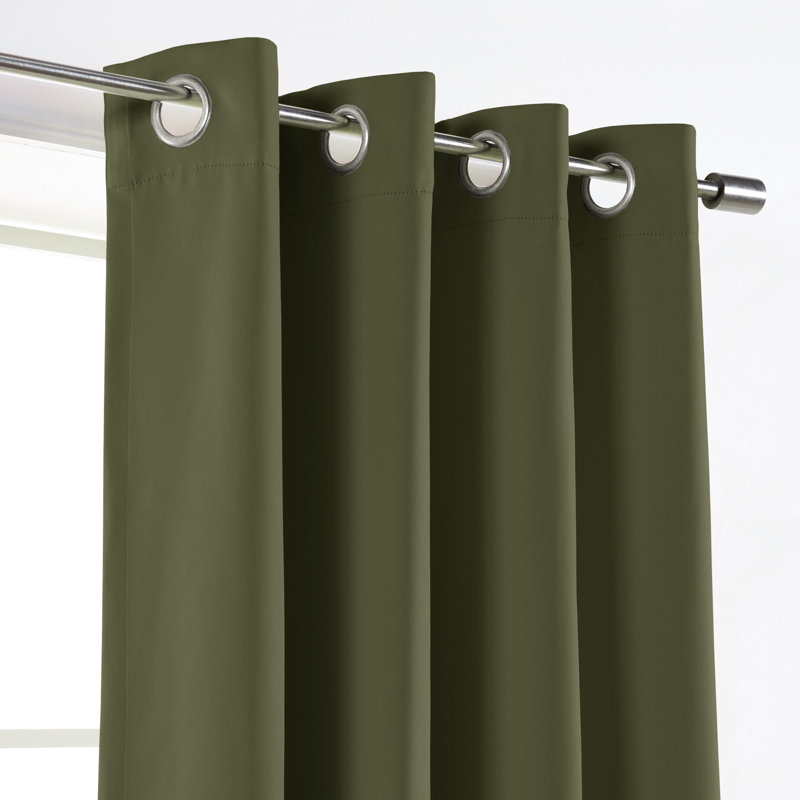 Schaeffer Solid Blackout Thermal Grommet Curtain Panels, 52" W x 96" L, Moss