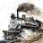 Vintage steam train - 32"x32" art on canvas