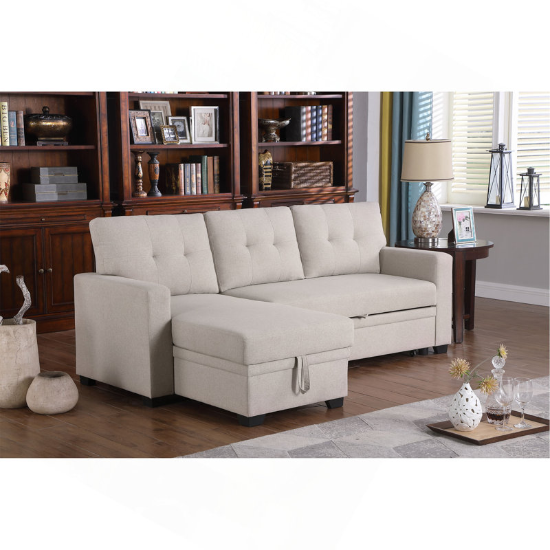 Canapé modulaire rembourré avec méridienne, Beige
