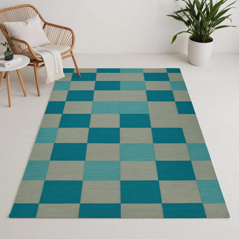 Tapis d'intérieur et d'extérieur à carreaux gris, Rectangle 5 pi x 7 pi