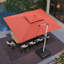 Parasol d'extérieur rectangulaire en porte-à-faux 10 pi x 13 pi avec base, rouge-1687944384