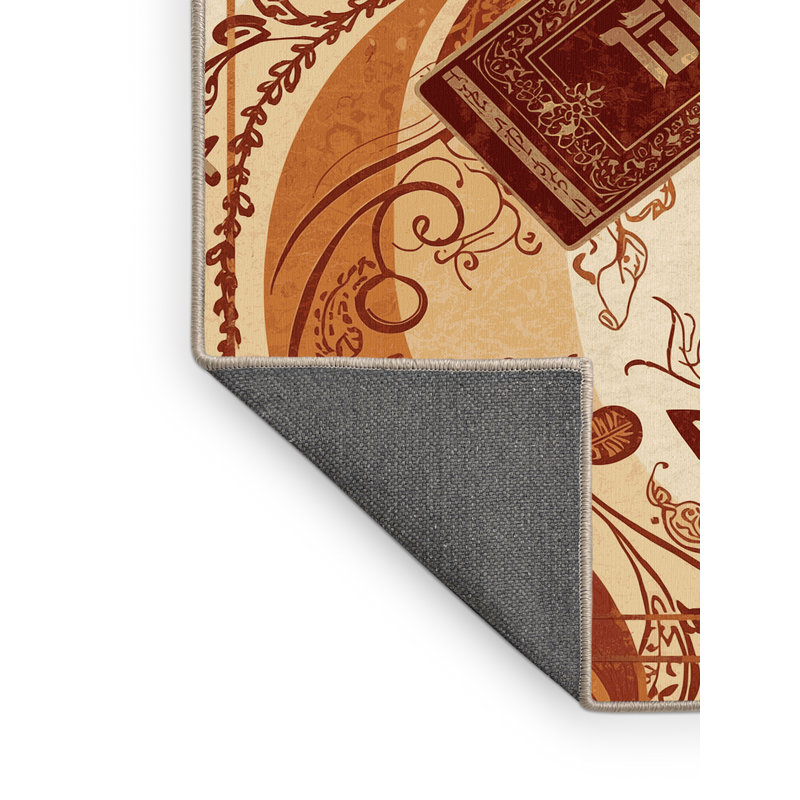 Tapis oriental doux en peluche douce de style oriental Sedgley - reliure beige, 2 x 5