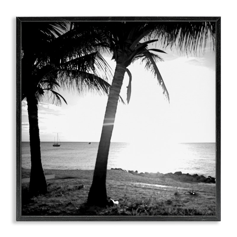 «Palm Tree Silhouettes Giclee Art» par Susan Bryant, H 24 po x l 24 po, Giclée encadrée noir minuit
