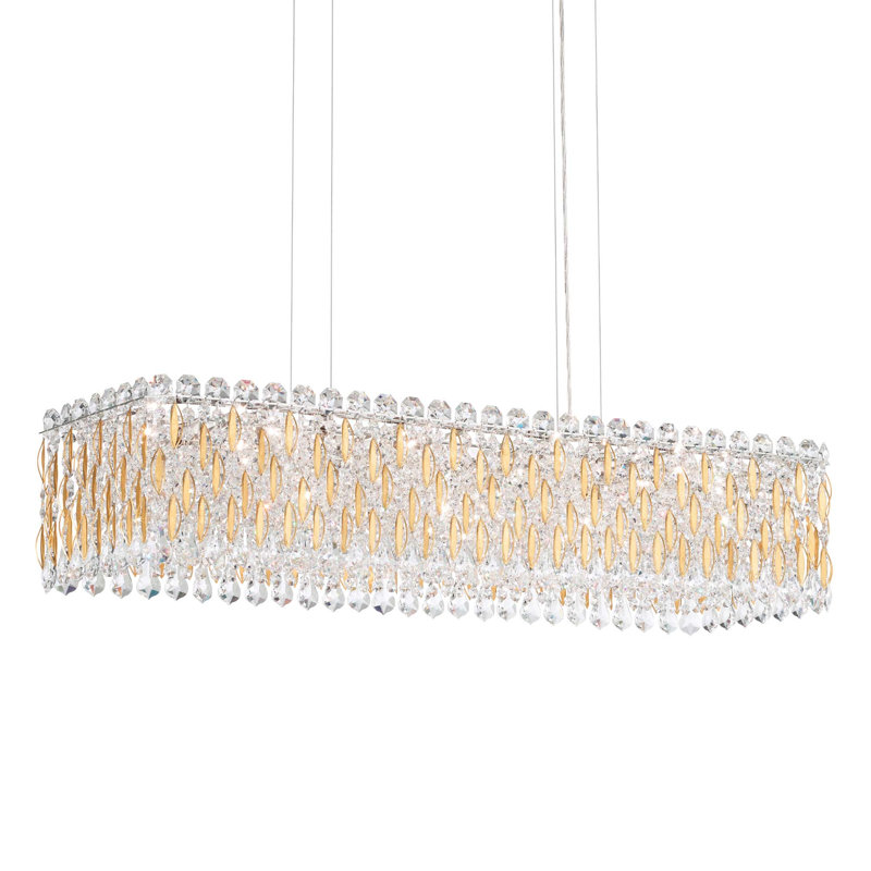 Sarella 13 Light 37in x 12in Rectangular Chandelier in Heirloom Gold with Clear Heritage Handcut Crystals, Heirloom Gold