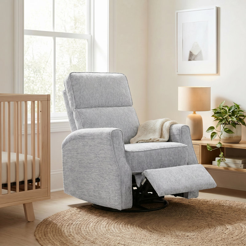Pomeline Upholstered Swivel Recliner, Wheat Polyester