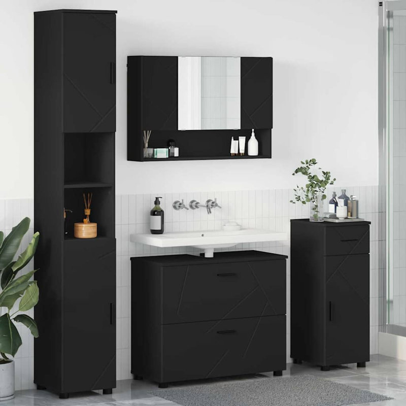 Bathroom Storage Furniture Set, Black