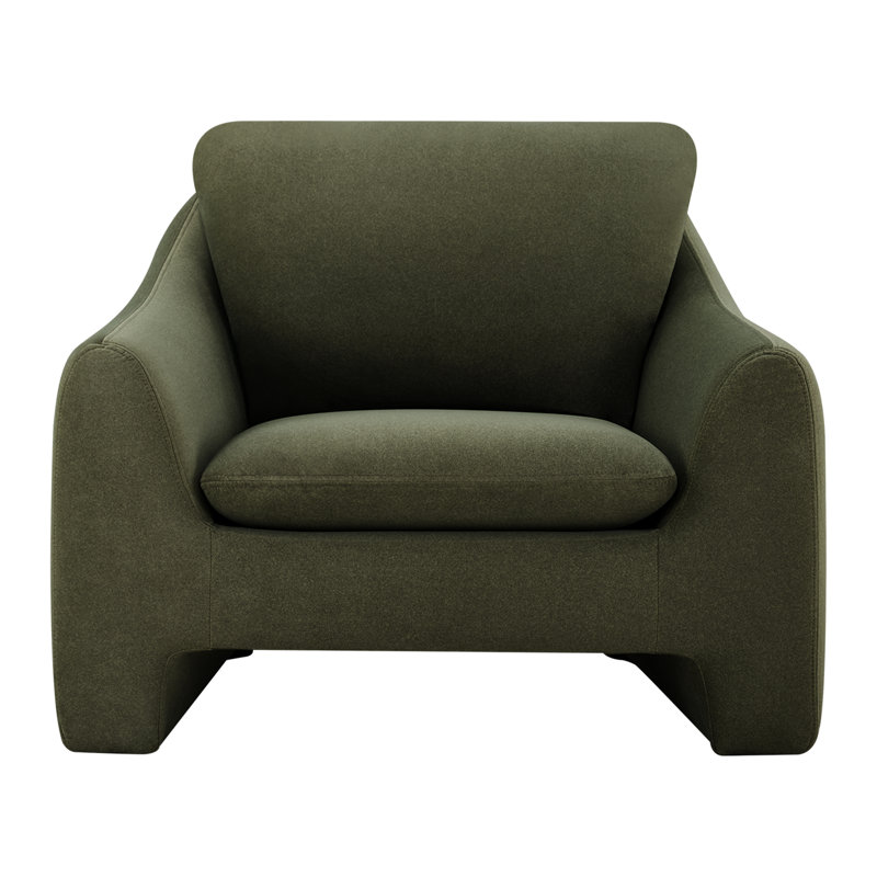 Fauteuil moderne rembourré Elodie, Velours forêt Vesper