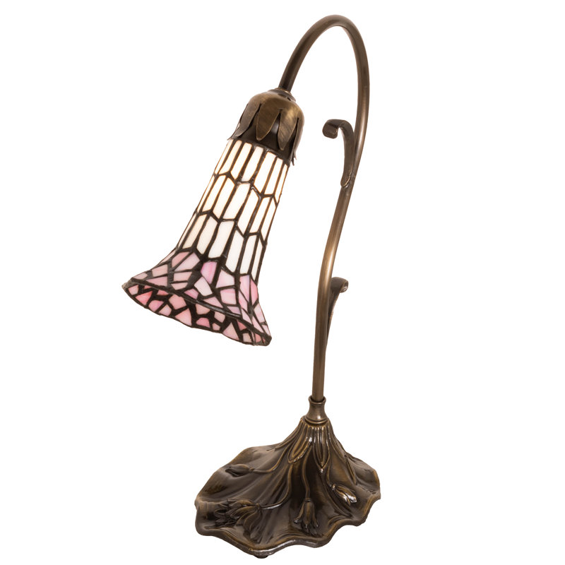 Aveley Arched Table Lamp, Pink/White