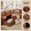 Canapé-lit modulaire Comerford avec lit escamotable, canapé modulaire en L avec rangement, canapé Cloud avec assise profonde, chenille, orange-885631421